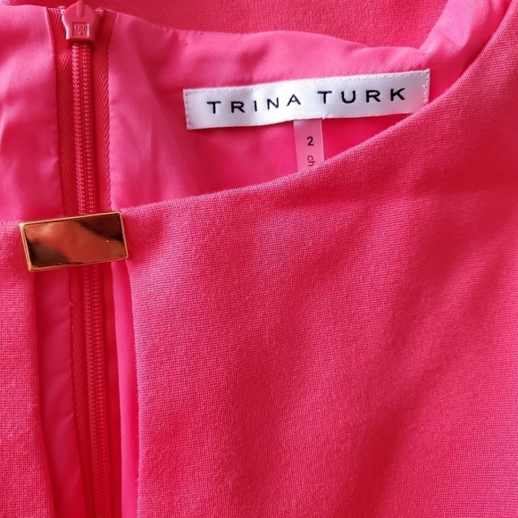 Trina Turk Leatrice Ponte Knit Shift Dress Coral Red - Picture 4 of 6